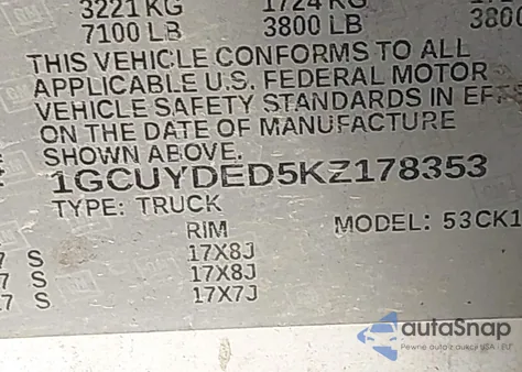 2019 Chevrolet Silverado 1500 Lt from USA, damaged, VIN 1GCUYDED5KZ178353
